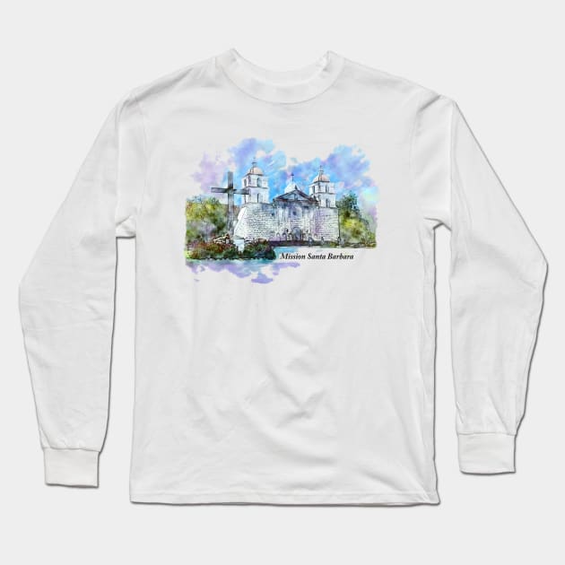 Mission Santa Barbara Long Sleeve T-Shirt by 2HivelysArt